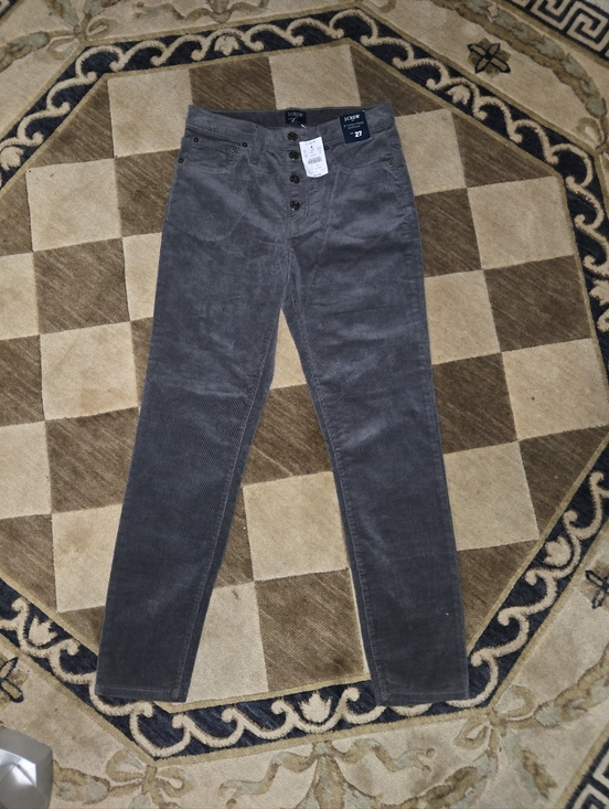 J. Crew Denim - J Crew Women’s 9" High-Rise Gray Corduroy Skinny Jeans Size 27 NWT